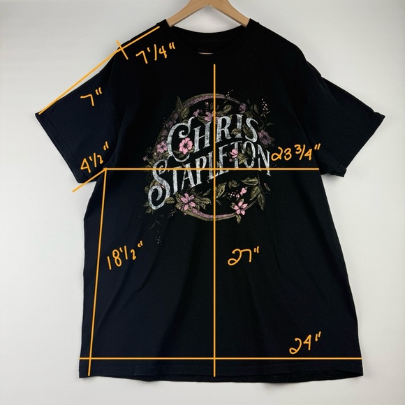 Chris Stapleton Men’s XL Black Graphic Band T-Shirt Floral Tour Style - Picture 5 of 5
